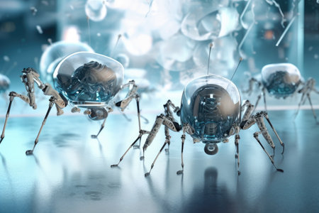 nanotechnology concept with microscopic robots, created with generative aiの素材