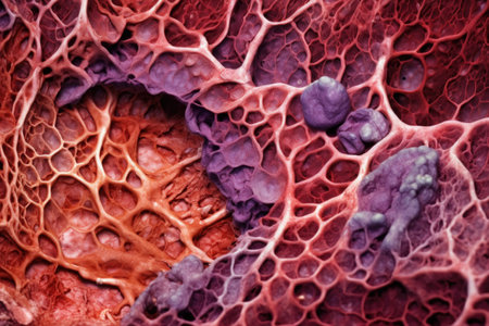 macro shot of liver tissue under a microscope, created with generative aiの素材