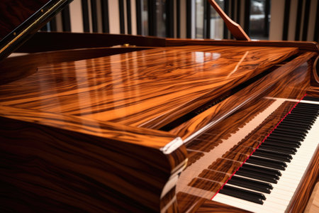 piano finish with wood grain and lacquer, created with generative aiの素材