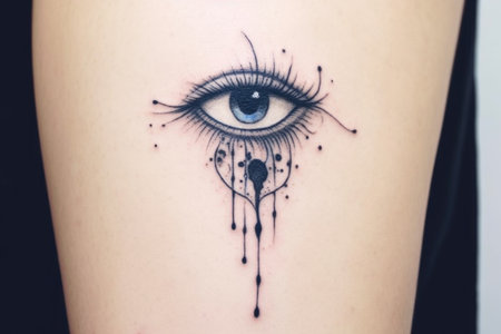 a minimalist evil eye tattoo design, created with generative aiの素材