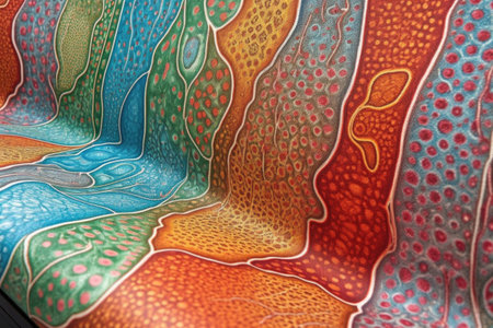 close-up of bacteria on bus seat fabric, created with generative aiの素材