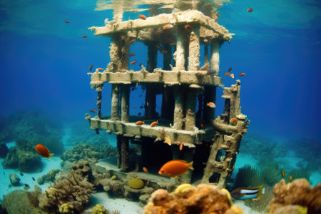 artificial reef structures promoting coral growth, created with generative aiの素材