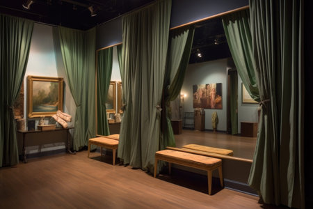 dressing room mirror reflecting store interior, created with generative aiの素材