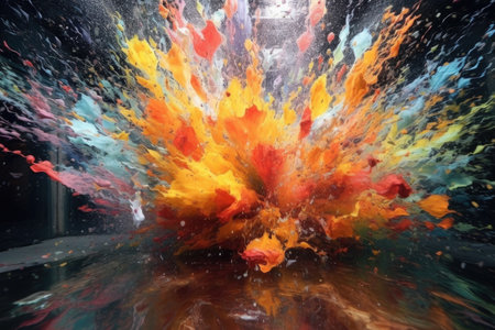 high-speed capture of paint balloons exploding, created with generative aiの素材