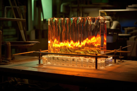 glass rods being heated in a flame for shaping, created with generative aiの素材