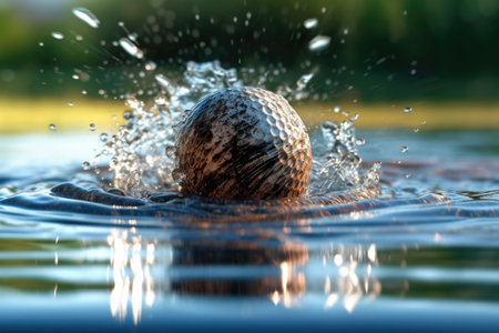 golf ball sinking into the hole with motion blur, created with generative aiの素材