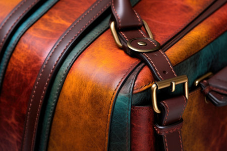 close-up of burnished leather edges on a bag, created with generative aiの素材