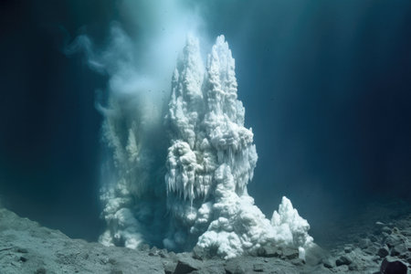 a hydrothermal vent with a ghostly white appearance, created with generative aiの素材