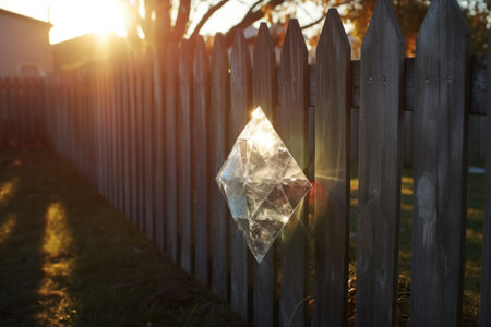 morning sun highlighting diamond dust on a fence, created with generative aiの素材