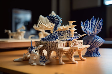 4d printed objects transforming on a table, created with generative aiの素材