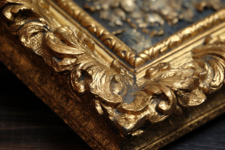 gold leaf applied to an ornate wooden frame, created with generative aiの素材