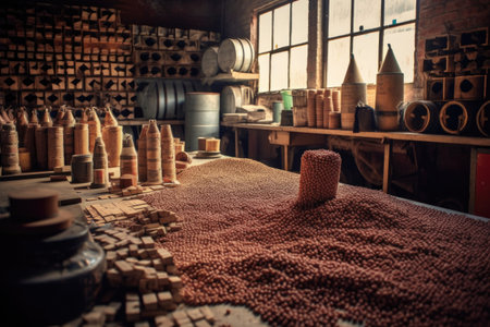 packaging of finished wine corks in a factory, created with generative aiの素材