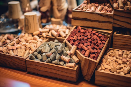 wine corks packed in boxes for shipping to wineries, created with generative aiの素材