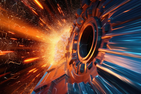 abstract view of particles colliding inside the accelerator, created with generative aiの素材