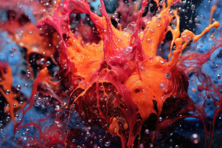paint explosion frozen in time macro shot, created with generative aiの素材