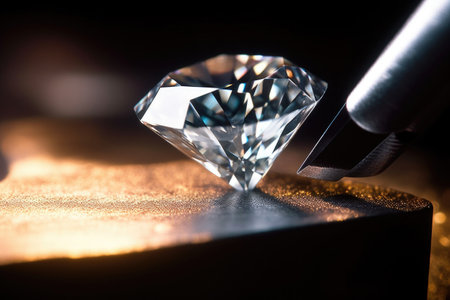 macro shot of a diamond being cut with precision, created with generative aiの素材