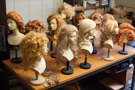 wigs in progress, showing different stages, created with generative aiの素材