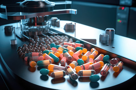 high precision robotic arm sorting pills, created with generative aiの素材