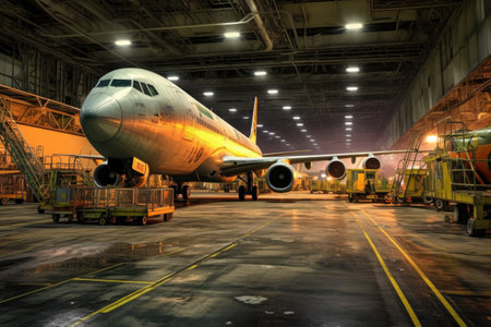 airplanes at an international airport cargo area, created with generative aiの素材