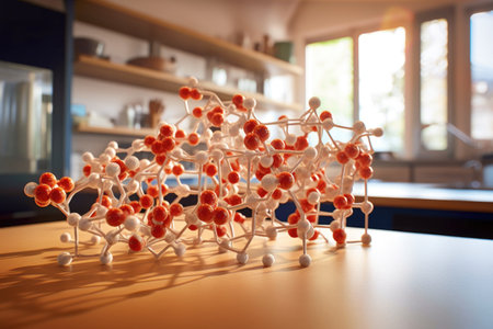 3d molecular structure model of a protein in a lab, created with generative aiの素材