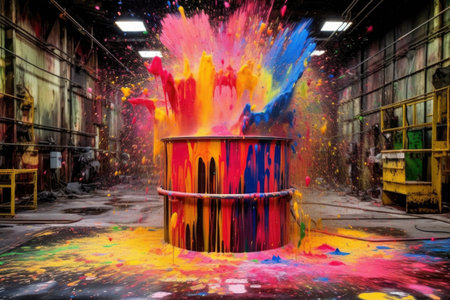 colorful paint explosion in water tank, created with generative aiの素材