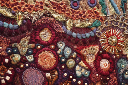 macro shot of tapestry pattern details, created with generative aiの素材