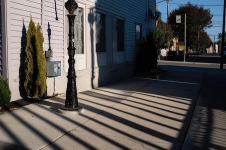 barber pole shadow cast on a sidewalk, created with generative aiの素材