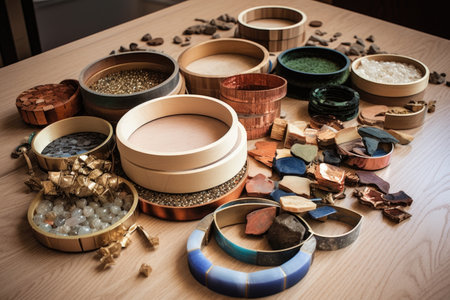 selecting materials for tambourine construction, created with generative aiの素材