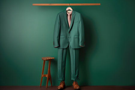 suit jacket and pants on a hanger, created with generative aiの素材