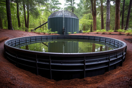 underground rainwater storage tank installation, created with generative aiの素材