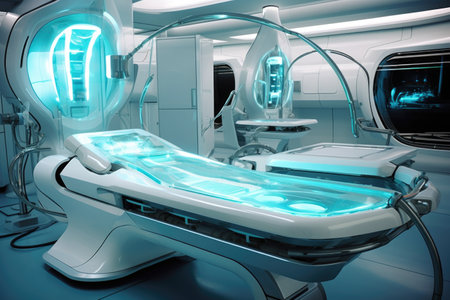 futuristic lab equipment for age reversal treatments, created with generative aiの素材