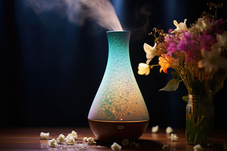 aromatherapy diffuser emitting scented mist, created with generative aiの素材