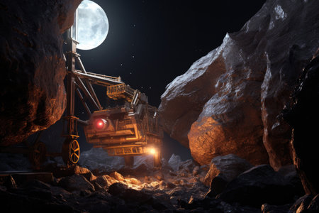 robotic arms extracting resources from asteroid, created with generative aiの素材