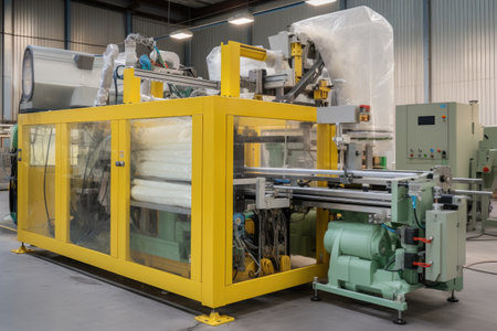 bioplastic extrusion machine in operation, created with generative aiの素材