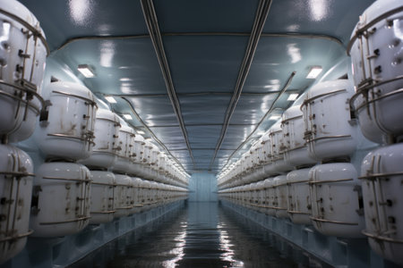 rows of cryopreserved samples in a storage facility, created with generative aiの素材