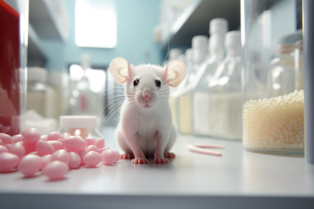 lab mouse with genetically engineered traits, created with generative aiの素材