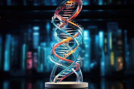dna helix model with high-tech lab background, created with generative aiの素材