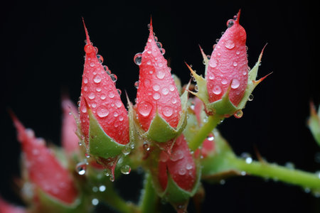 close-up of aphids on a rose stem, created with generative aiの素材