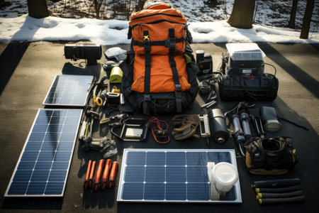 tools and equipment used for solar panel maintenance, created with generative aiの素材