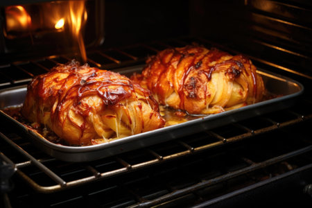 baking homemade apple strudel in oven, created with generative aiの素材