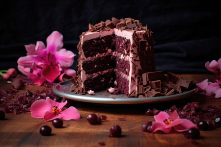sliced cherries and chocolate shavings for cake, created with generative aiの素材