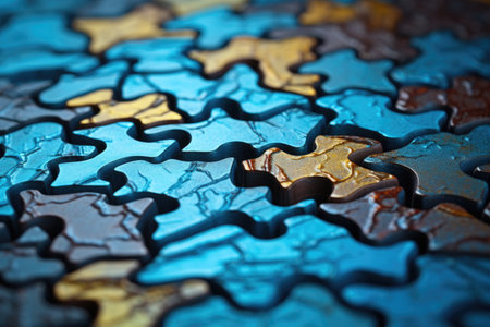 macro shot of puzzle piece texture, created with generative aiの素材