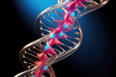 nanotechnology devices interacting with dna strands, created with generative aiの素材