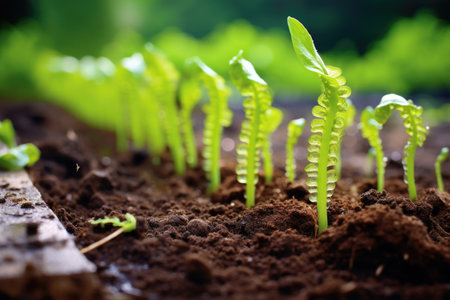 slugs damaging a row of seedlings, created with generative aiの素材
