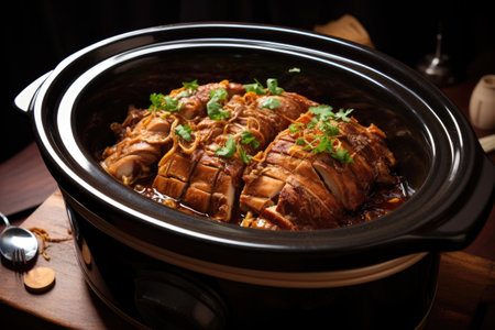 oven roasted pork shoulder with crispy crust, created with generative aiの素材