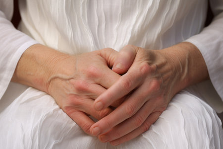 close-up of hands in tai chi meditation pose, created with generative aiの素材