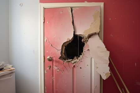 patching a hole in a hollow-core door, created with generative aiの素材