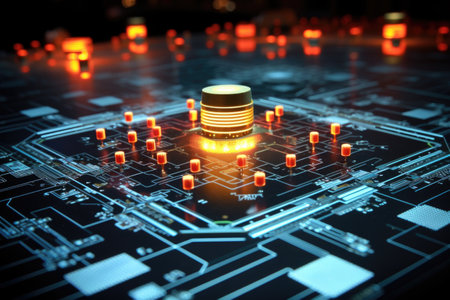 nanoscale devices on a silicon chip, created with generative aiの素材