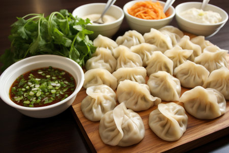 vegetarian dumpling filling options, created with generative aiの素材