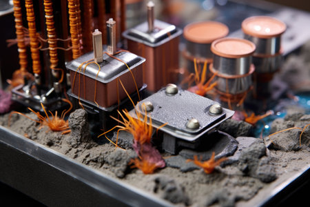 close-up of microbial fuel cell components, created with generative aiの素材